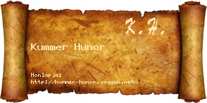 Kummer Hunor névjegykártya